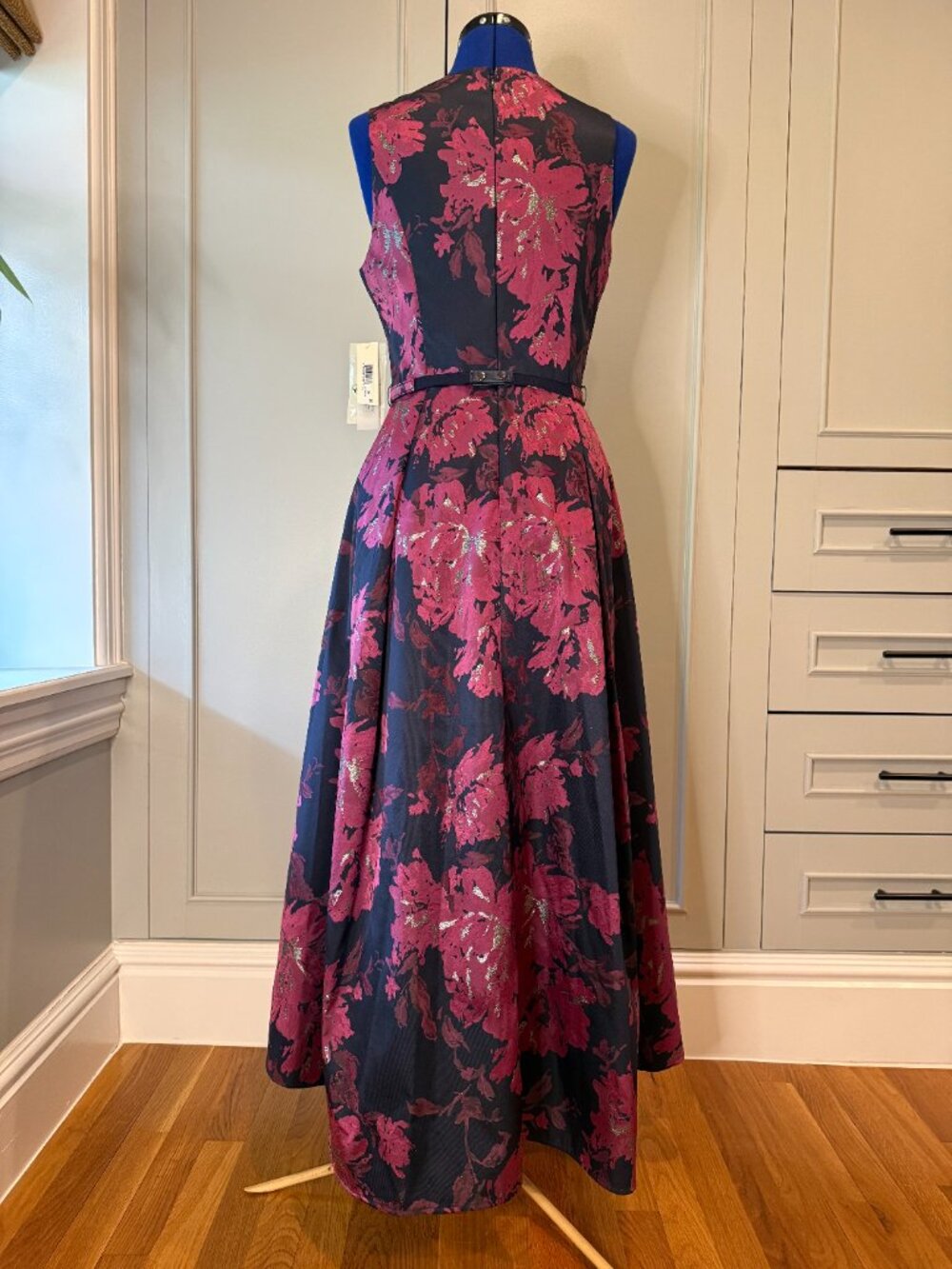 NWT Eliza J high-low floral gown with embellished belt and pockets, size 10 - Picture 4 of 10